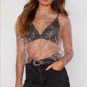 NWOT Nasty Gal Sparks Fly Sequin Top